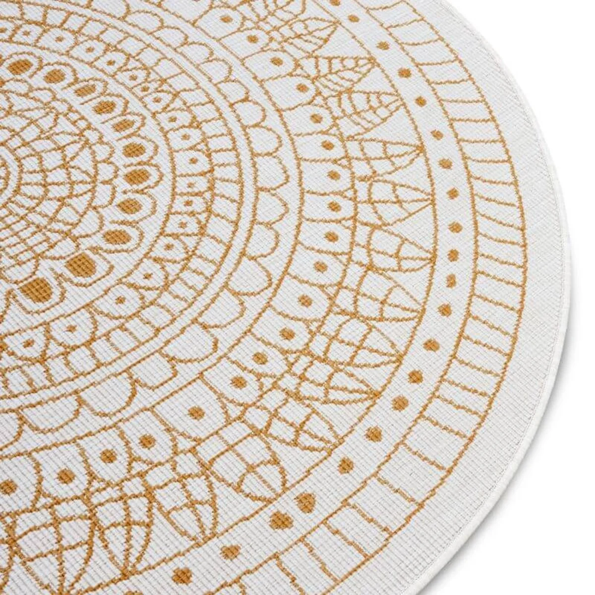 Reversible Porto Indoor & Outdoor Round Rug Ochre. - Ochre / 140.0cm – image 3