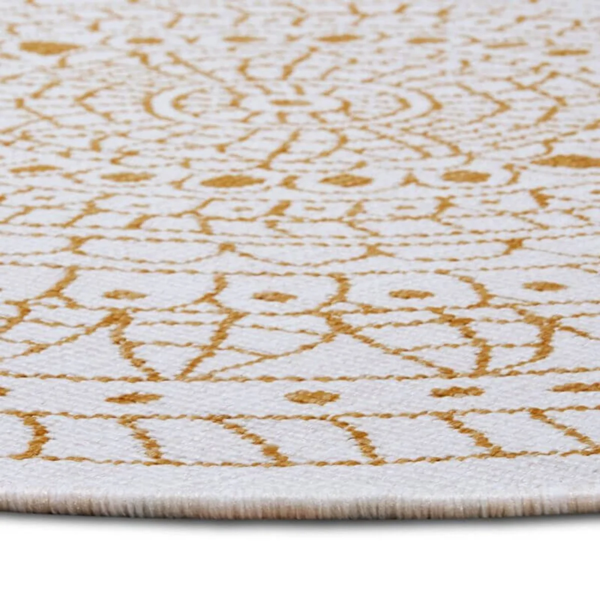 Reversible Porto Indoor & Outdoor Round Rug Ochre. - Ochre / 140.0cm – image 4