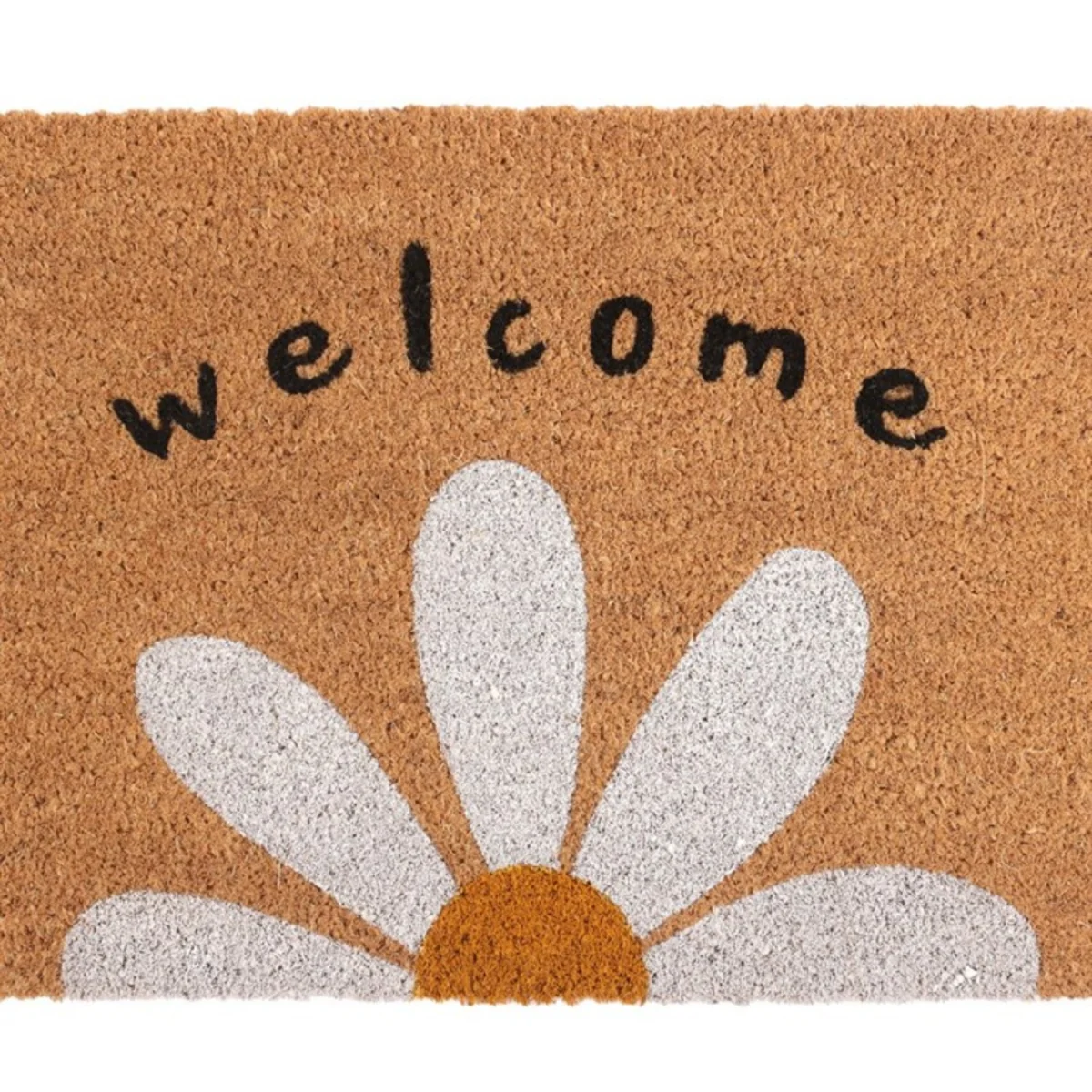 Natural Daisy Welcome Doormat Floral Coir Entryway Rug - Brown – image 2