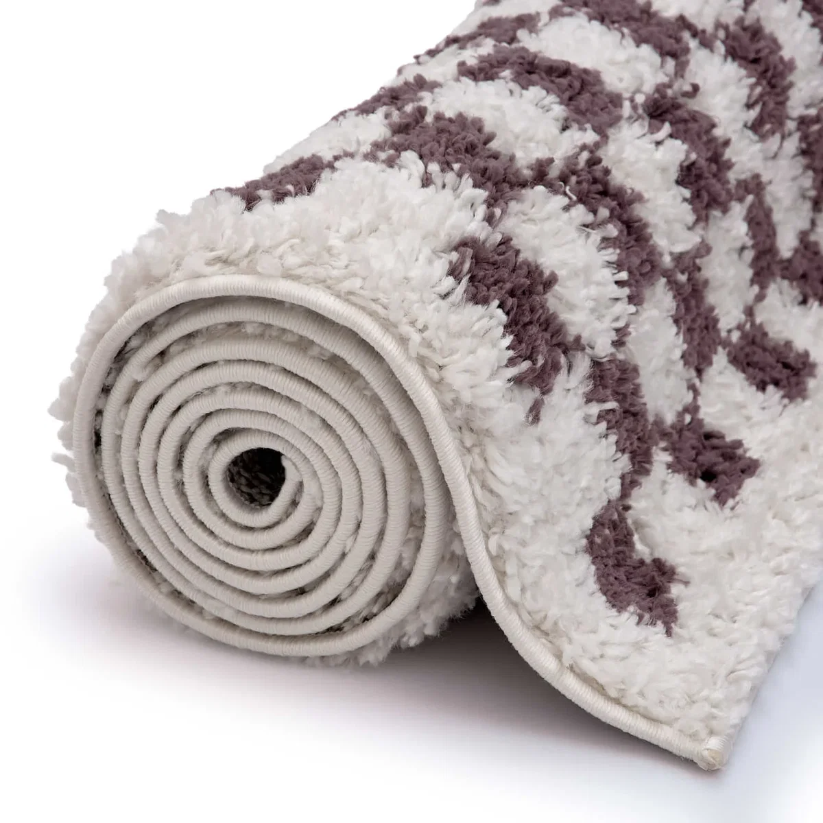 The Rugs Moodi Checkerboard Design Patterned Shaggy Rug - Purple / 230cm – image 5