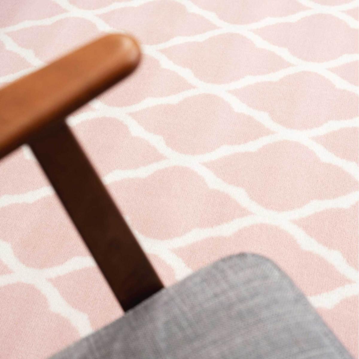 Blush Pink White Classic Trellis Living Room Rug - Blush Pink / 240 x 60cm – image 4