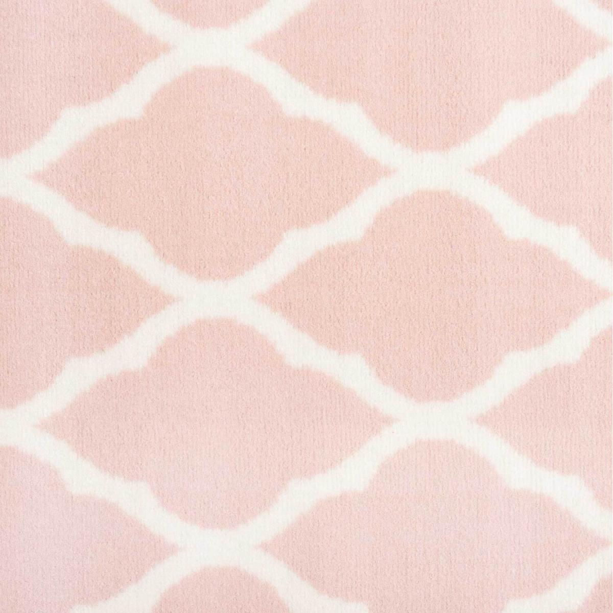 Blush Pink White Classic Trellis Living Room Rug - Blush Pink / 240 x 60cm – image 5