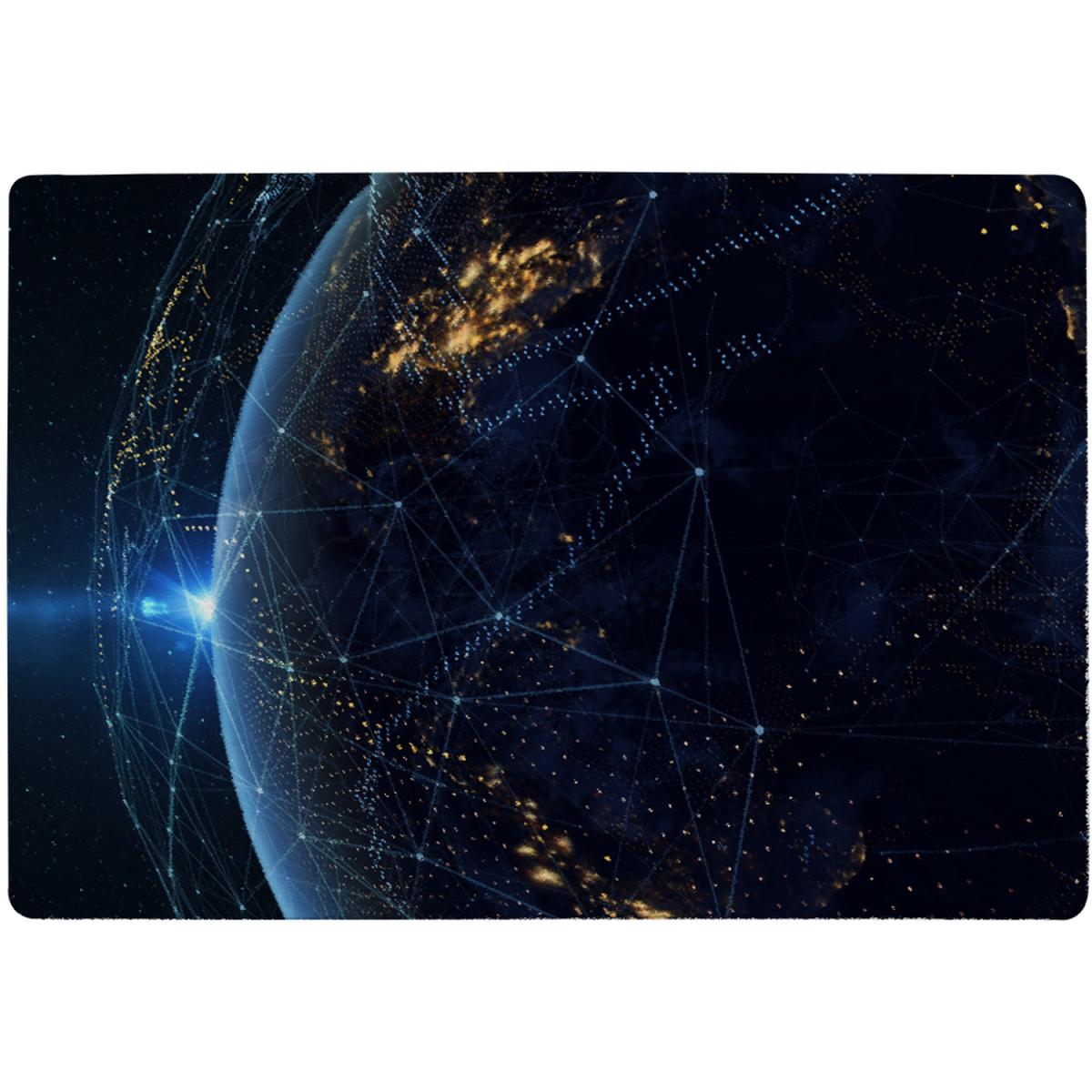 Connection Lines Around Earth Globe Rug - Blue / 230cm – image 2