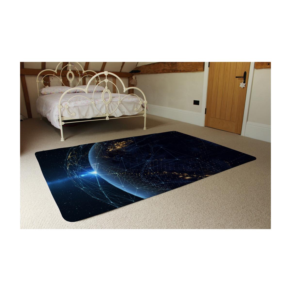 Connection Lines Around Earth Globe Rug - Blue / 230cm – image 1