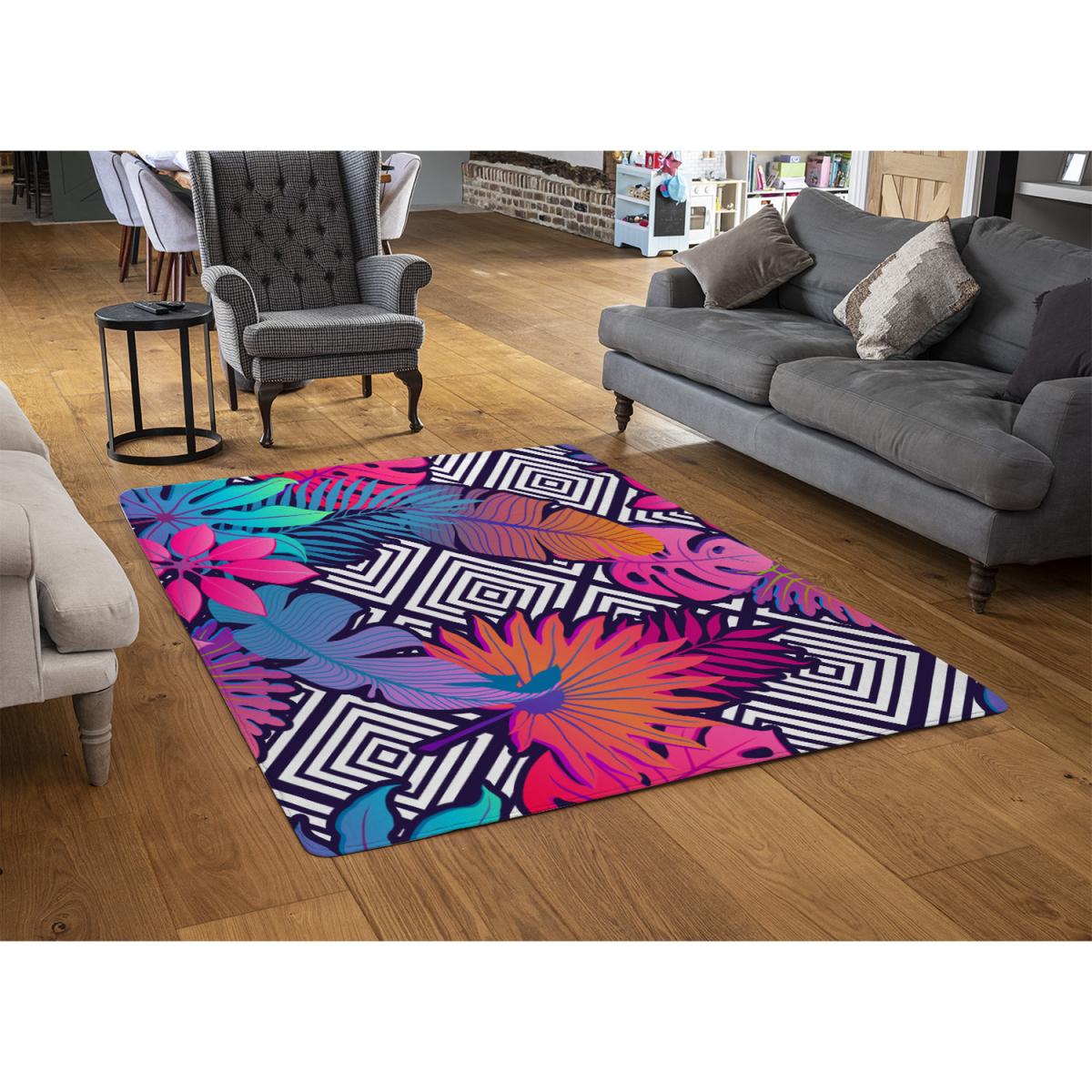 Tropical Geometric Rug - Black / 110cm – image 2