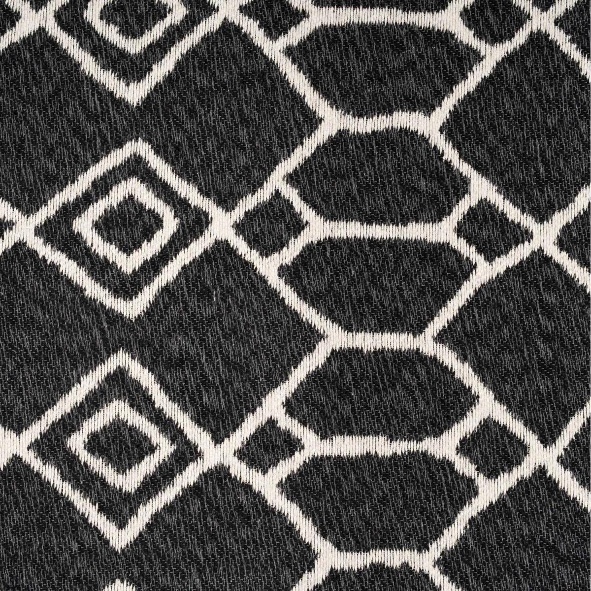 Monochrome Tribal Geometric Recycled Cotton Reversible Fringed Rug - Black / 240 x 60cm – image 3