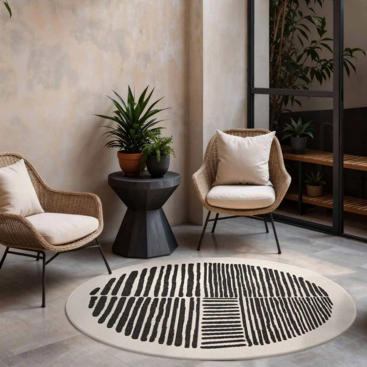Bounds Flatweave Round Rug - Black – image 1