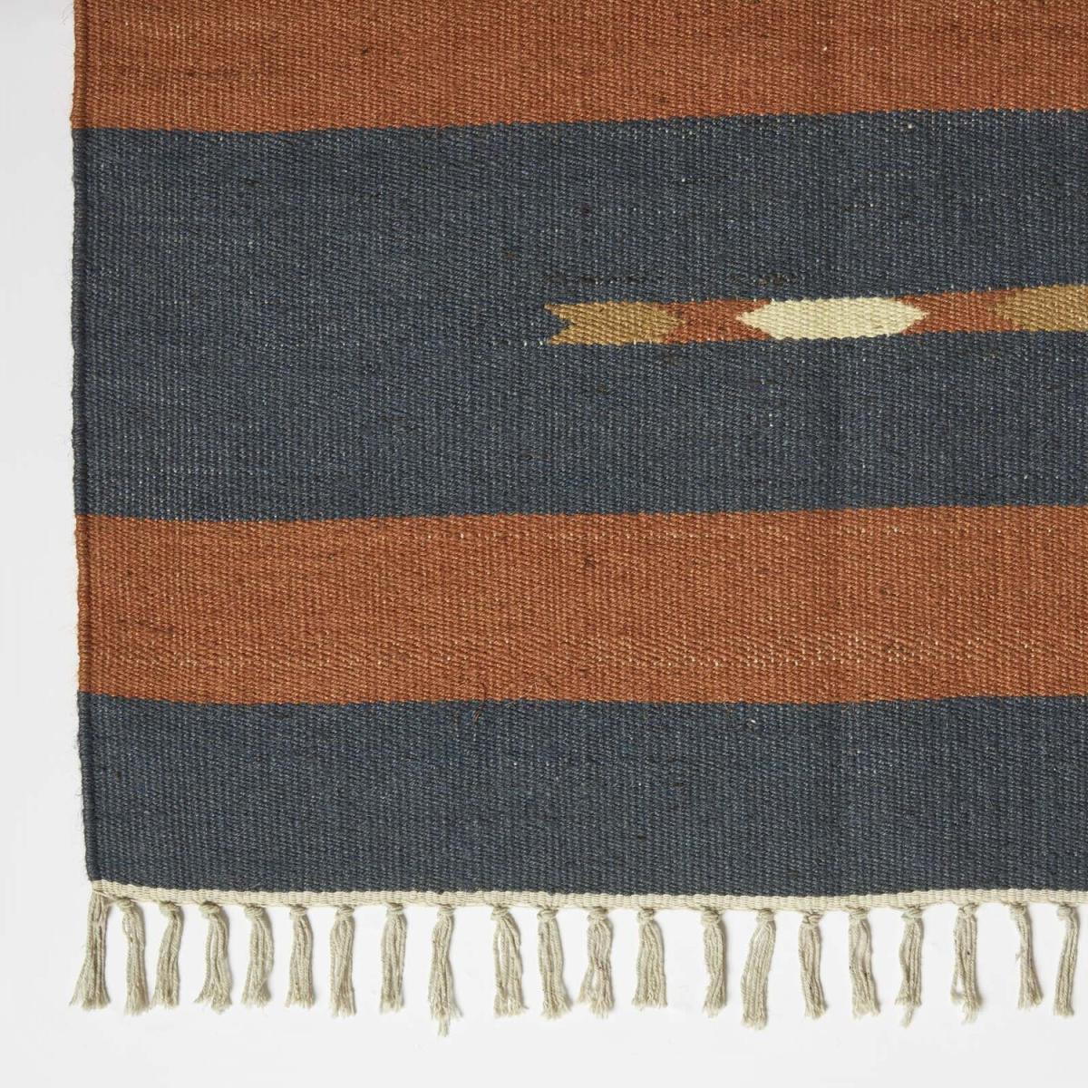 Lundi Orange Blue Kilim Cotton and Jute Rug - Blue/Orange / 180cm – image 3