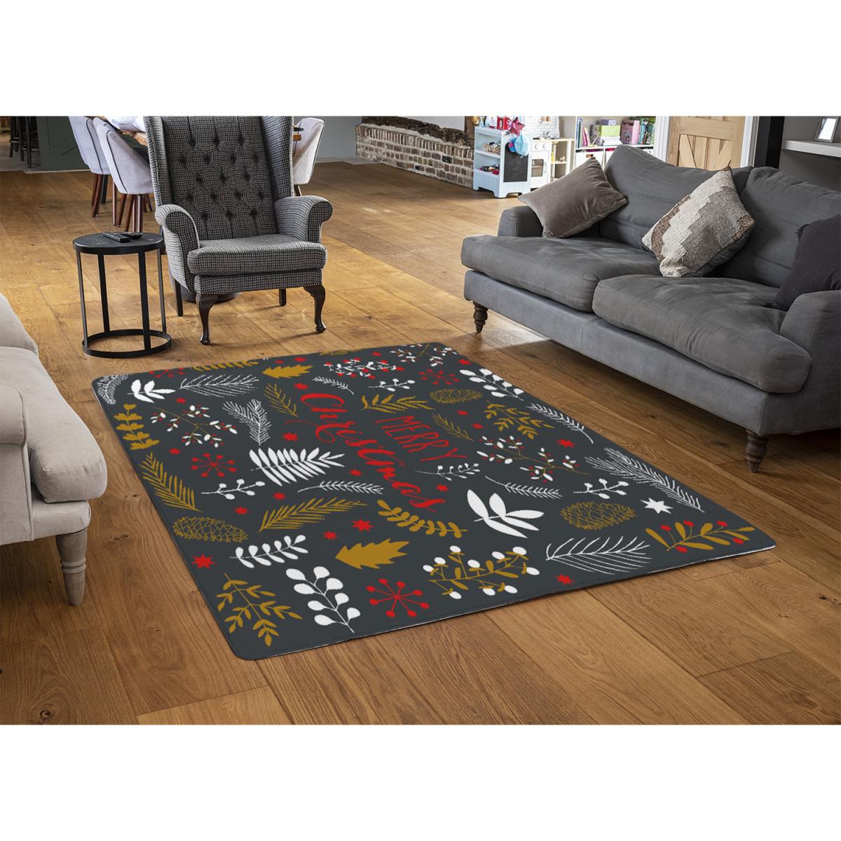 Merry Christmas Lettering Style Rug - black / 230cm – image 2