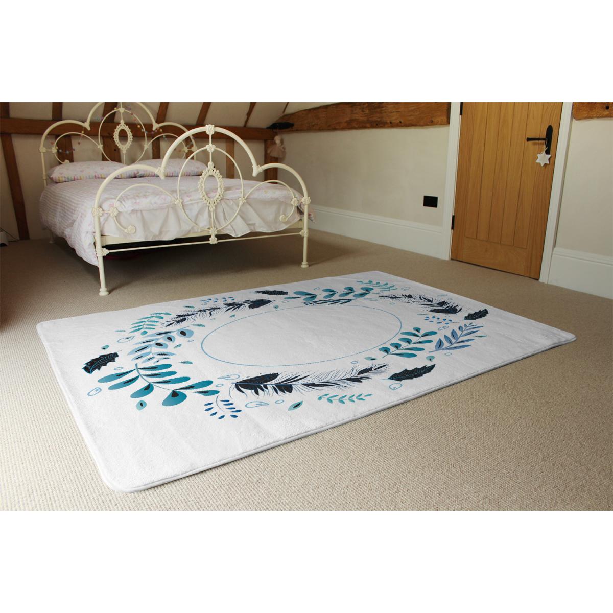 Blue Leaves Frame Rug - Blue / 110cm – image 3