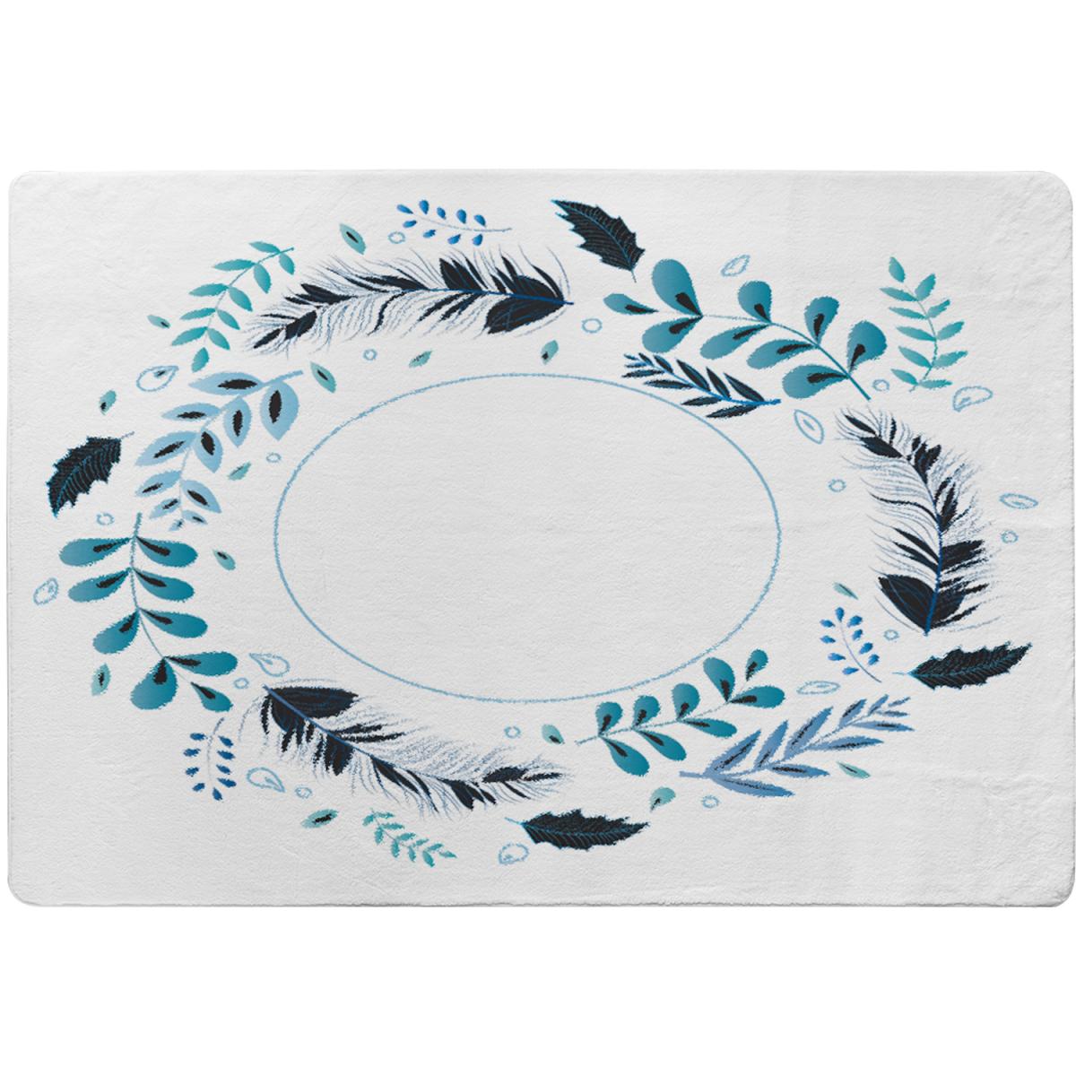 Blue Leaves Frame Rug - Blue / 110cm – image 1