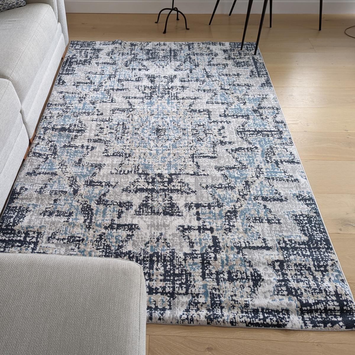 Grey Geometric Diamond Tribal Living Room Rug - Cadiz - Grey – image 2