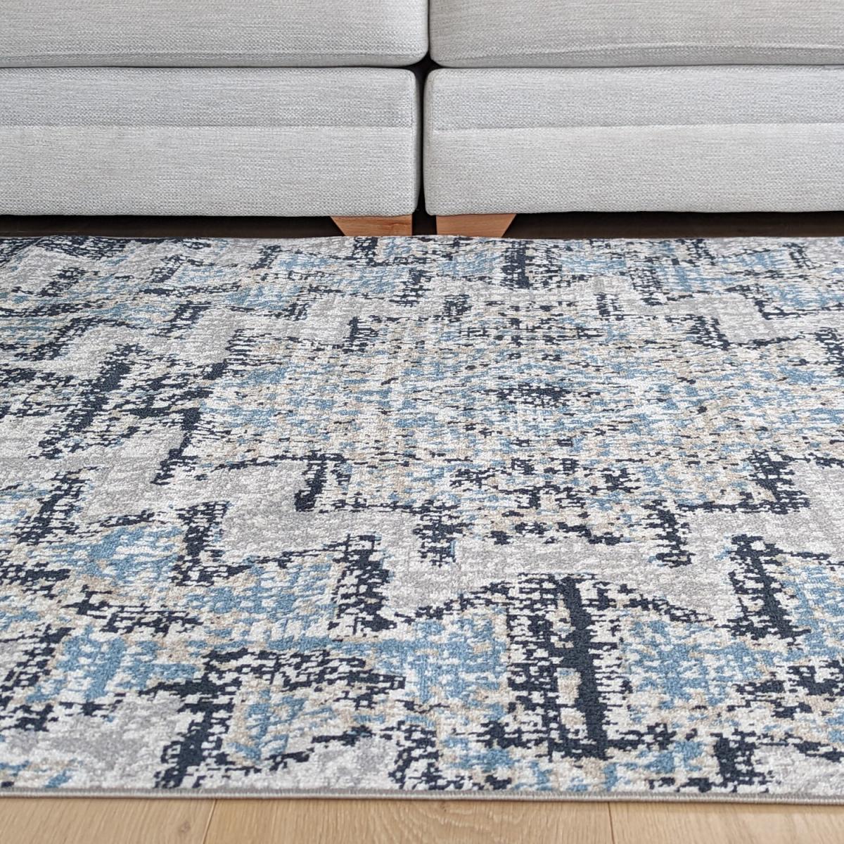 Grey Geometric Diamond Tribal Living Room Rug - Cadiz - Grey – image 1