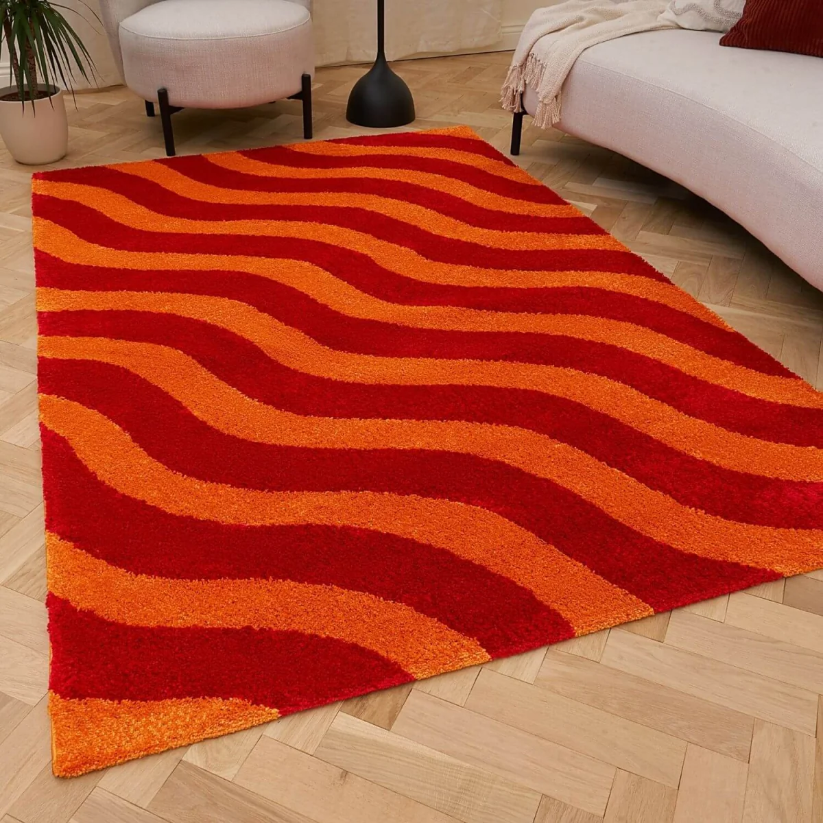 The Rugs Joli Wave Design Maximalist Rug - Red-Orange / 230cm – image 1