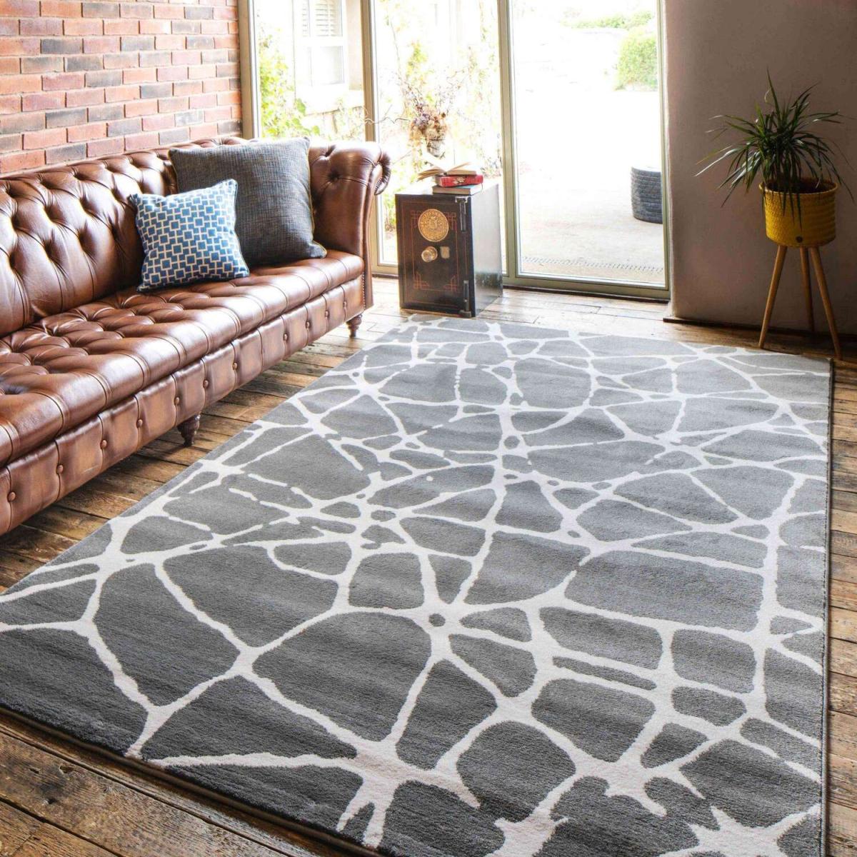 Grey and Ivory Fractured Design Area Rug - Dallas - Grey – image 3