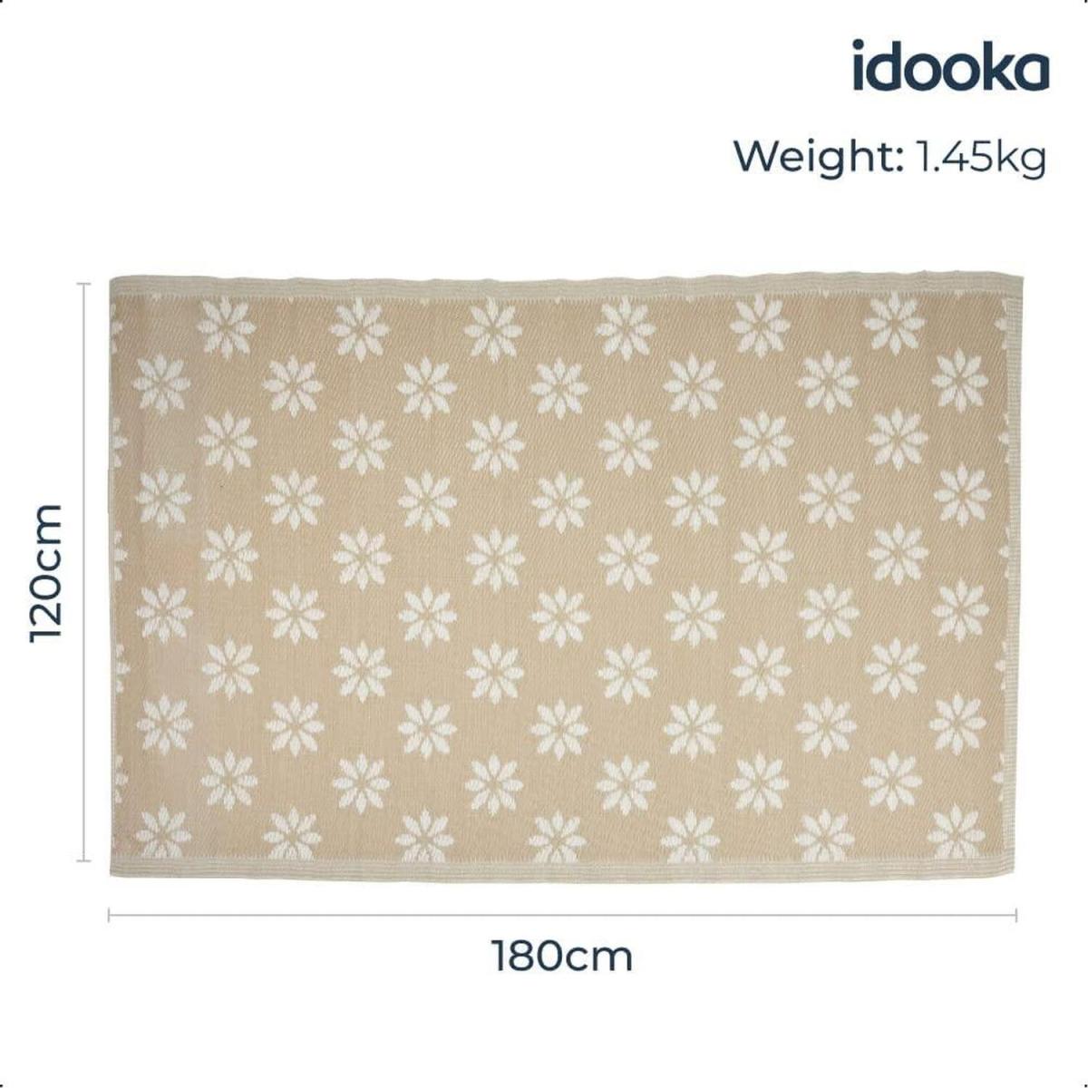 Beige and White Floral Design Outdoor Camping Rug Mat - Beige and White – image 5
