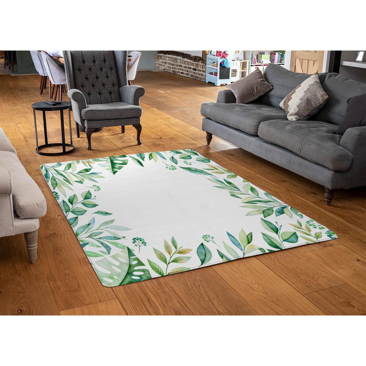 Light Botanical Leaves Designer Rug - Green / 150cm – image 2