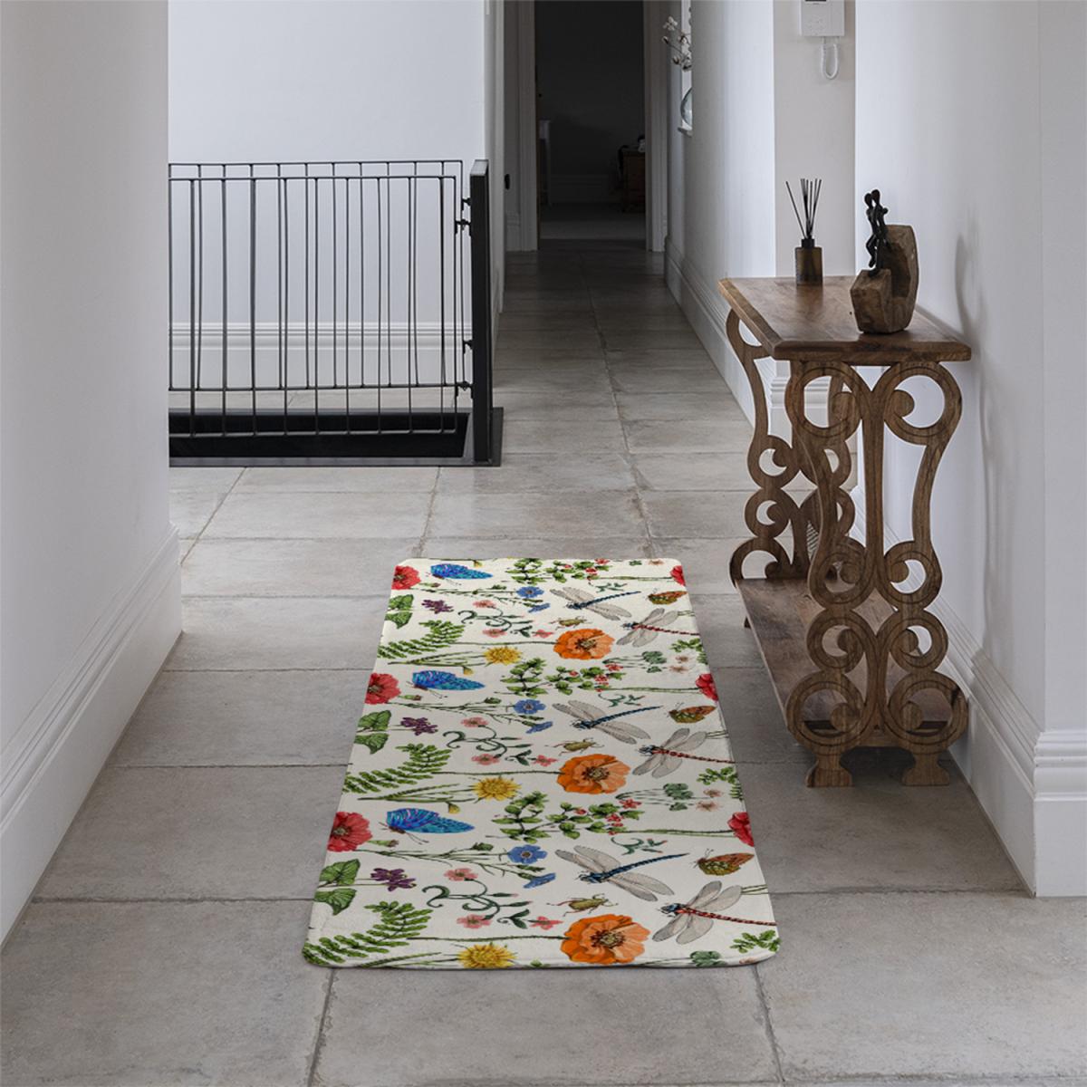 Flowers Insects Runner Rug - Green – image 4