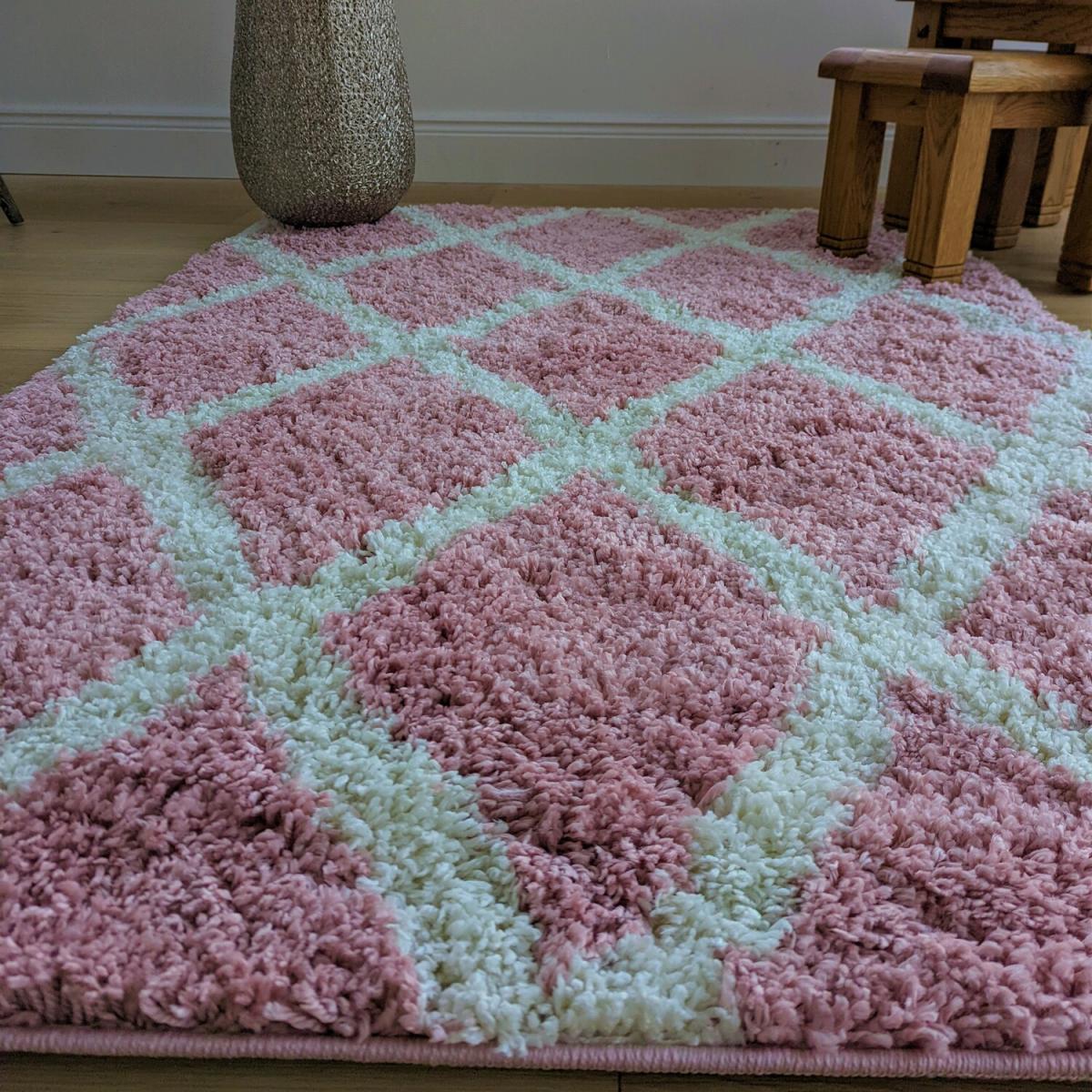 Blush Moroccan Trellis Shaggy Rug - Oslo - Pink / 110cm – image 2