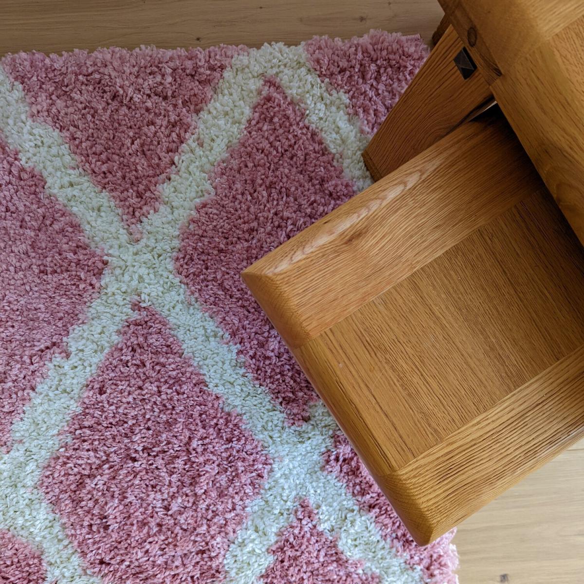 Blush Moroccan Trellis Shaggy Rug - Oslo - Pink / 110cm – image 3