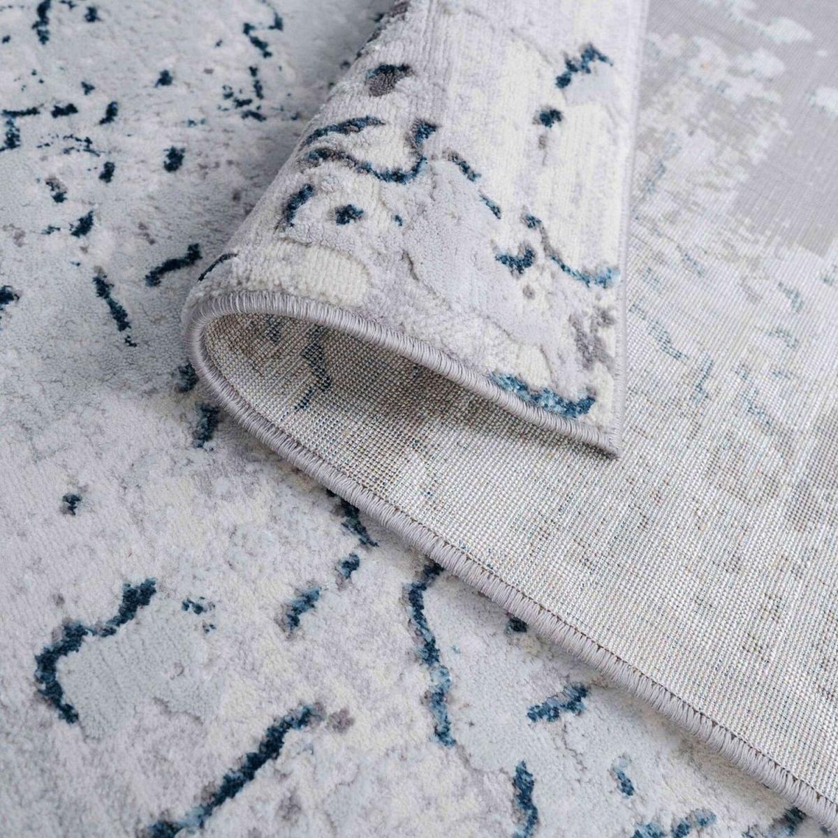 Blue and Grey Polyester Abstract Living Room Rug - Attica - Blue / 4kg – image 2