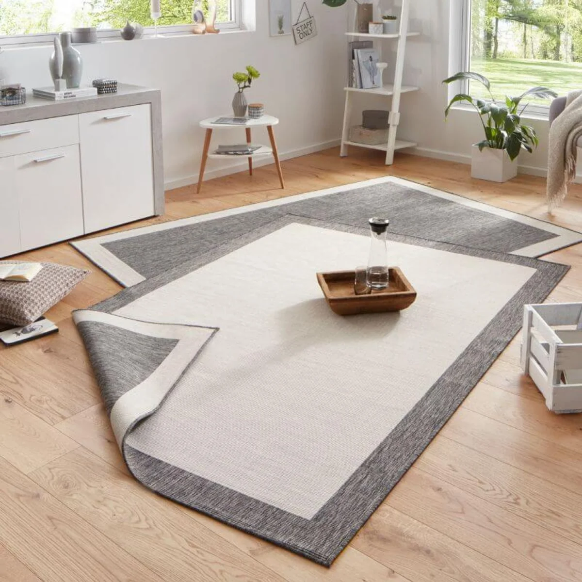 Reversible Panama Indoor & Outdoor Rug Black - Grey / 170.0cm – image 2
