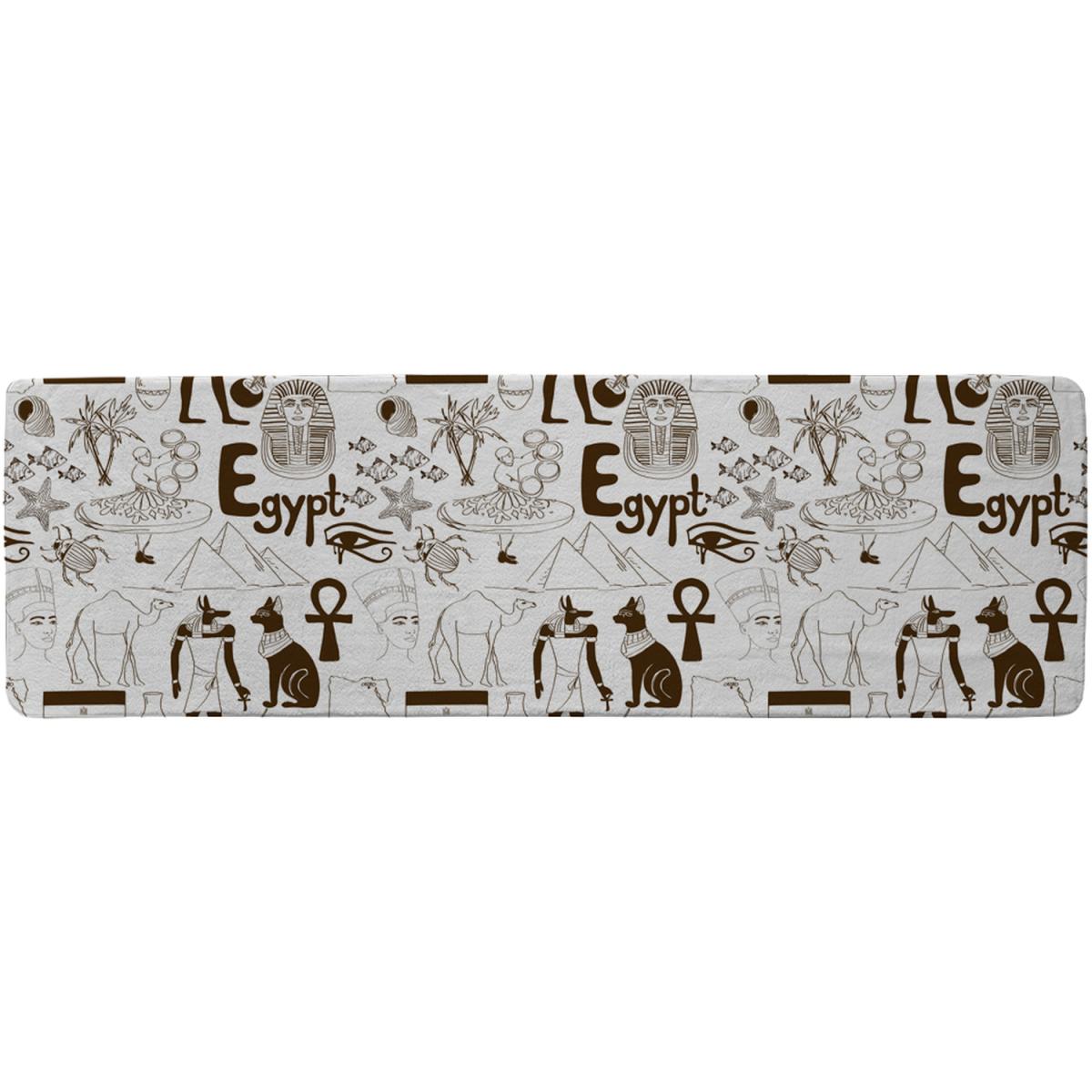 Hand Drawn Sketch Egypt Runner Rug - Brown – image 2