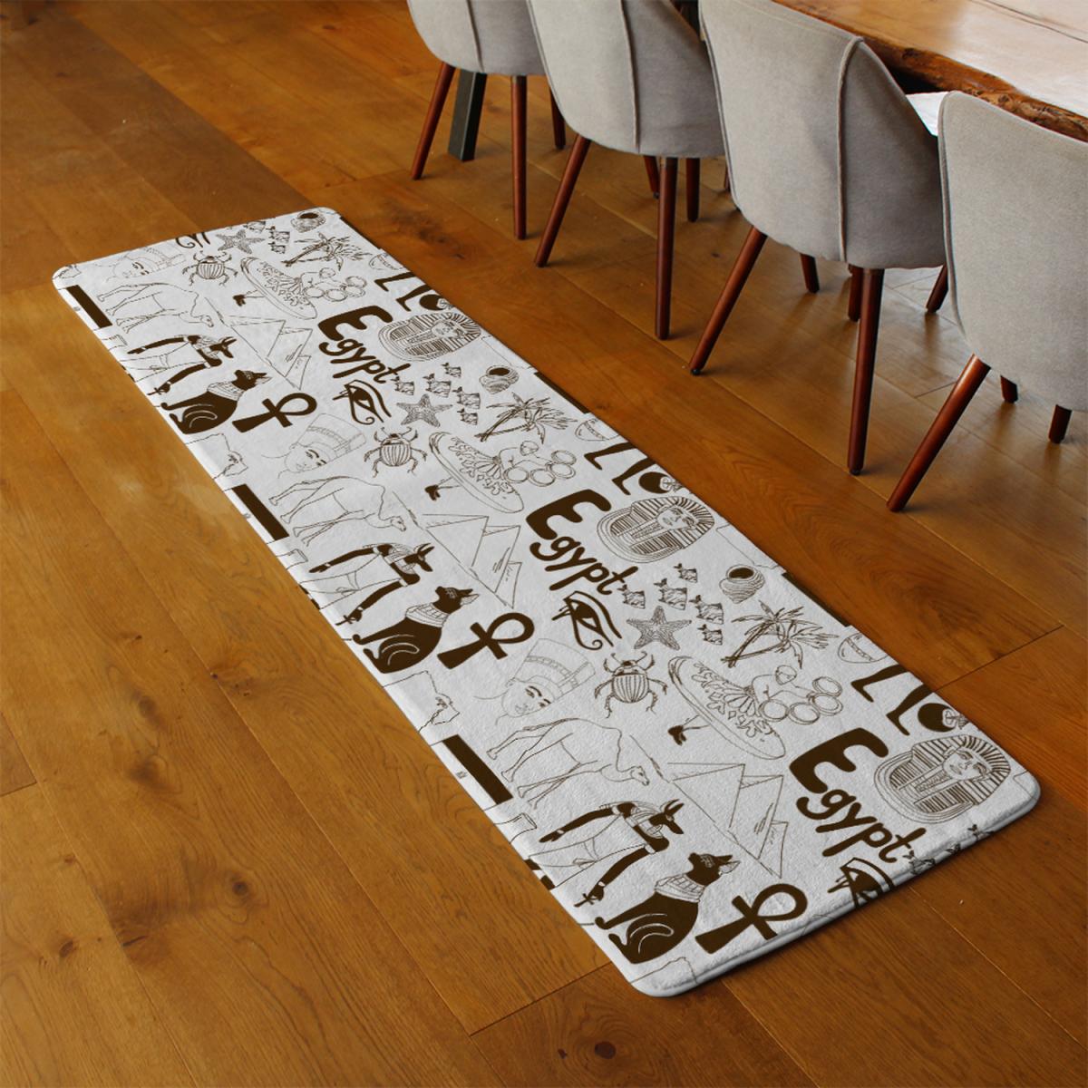 Hand Drawn Sketch Egypt Runner Rug - Brown – image 3
