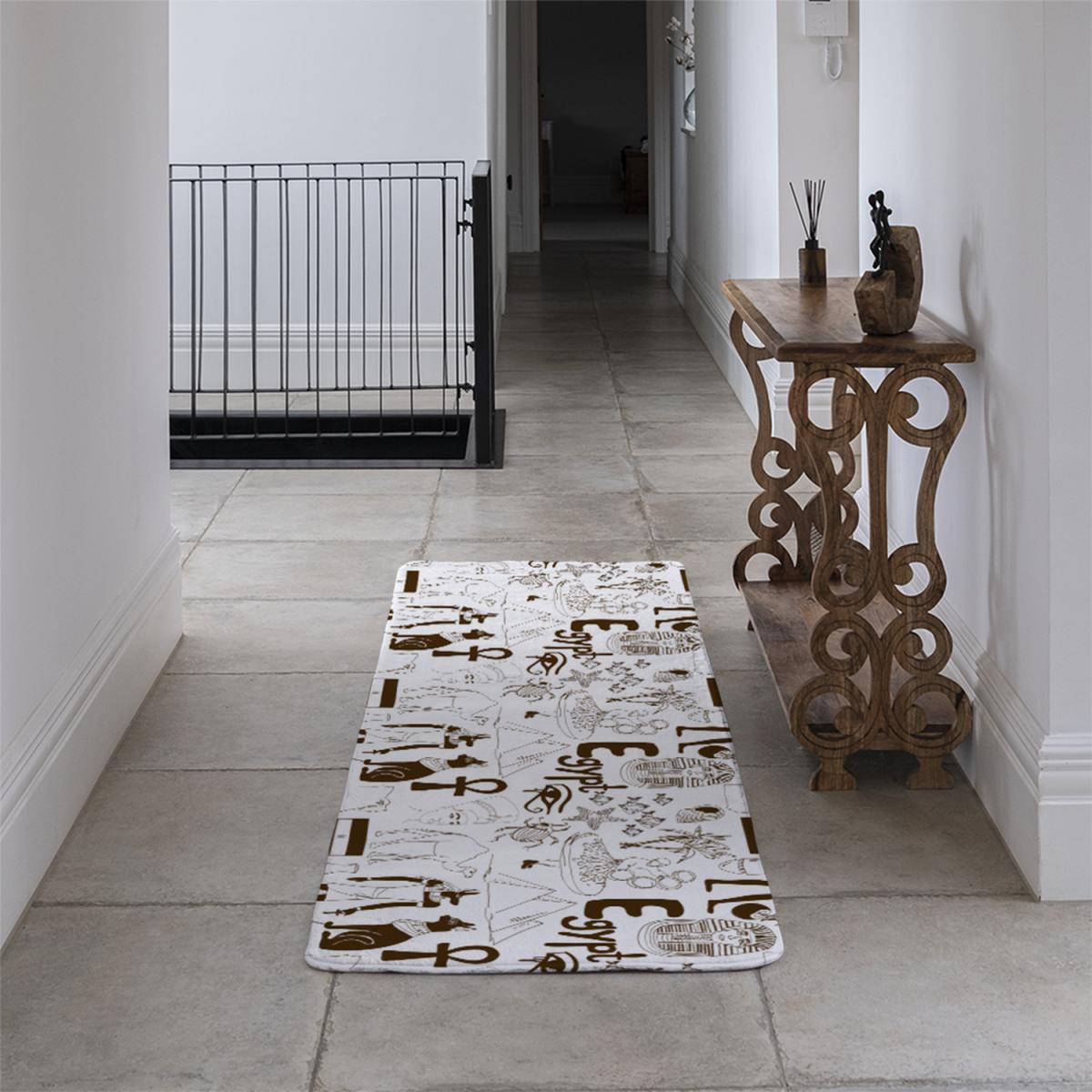 Hand Drawn Sketch Egypt Runner Rug - Brown – image 4