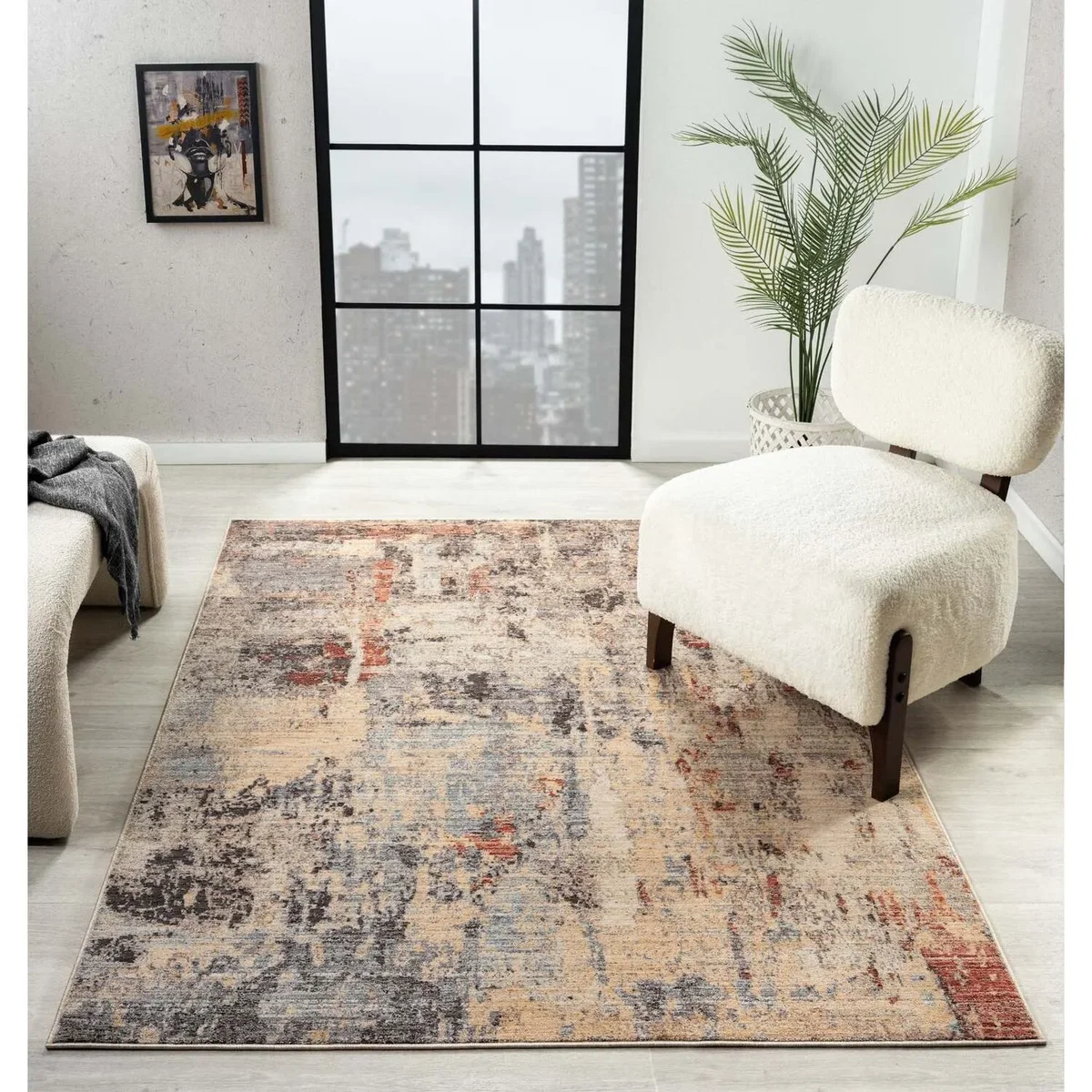 Underfoot Large Indoor Rug - Abstract Floral Border, 8mm Soft Polyester Pile - Abstract / 1600.0mm – image 1