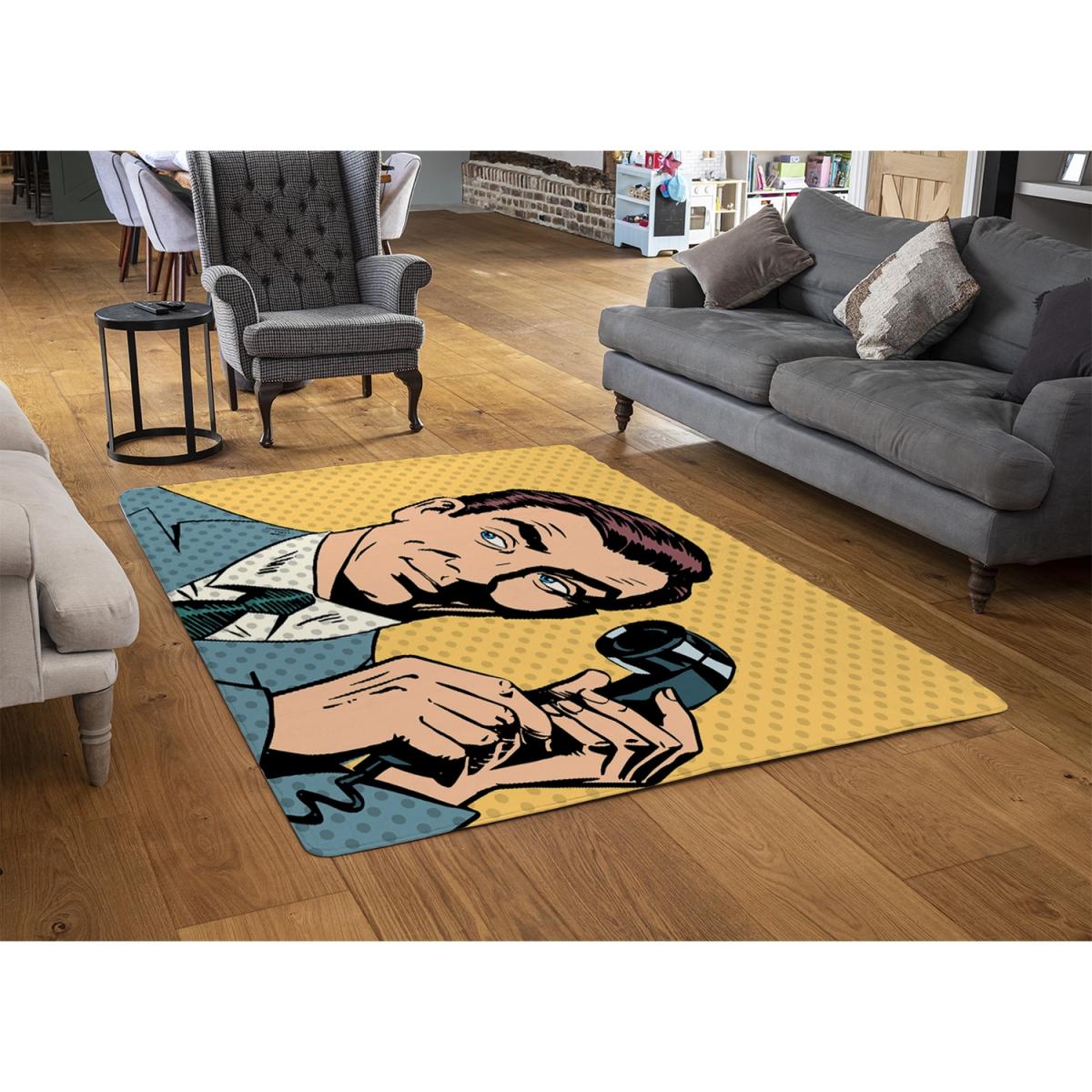 Phone Style Pop Art Retro Designer Rug - Yellow / 200cm – image 2