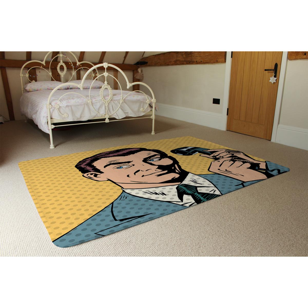 Phone Style Pop Art Retro Designer Rug - Yellow / 200cm – image 3