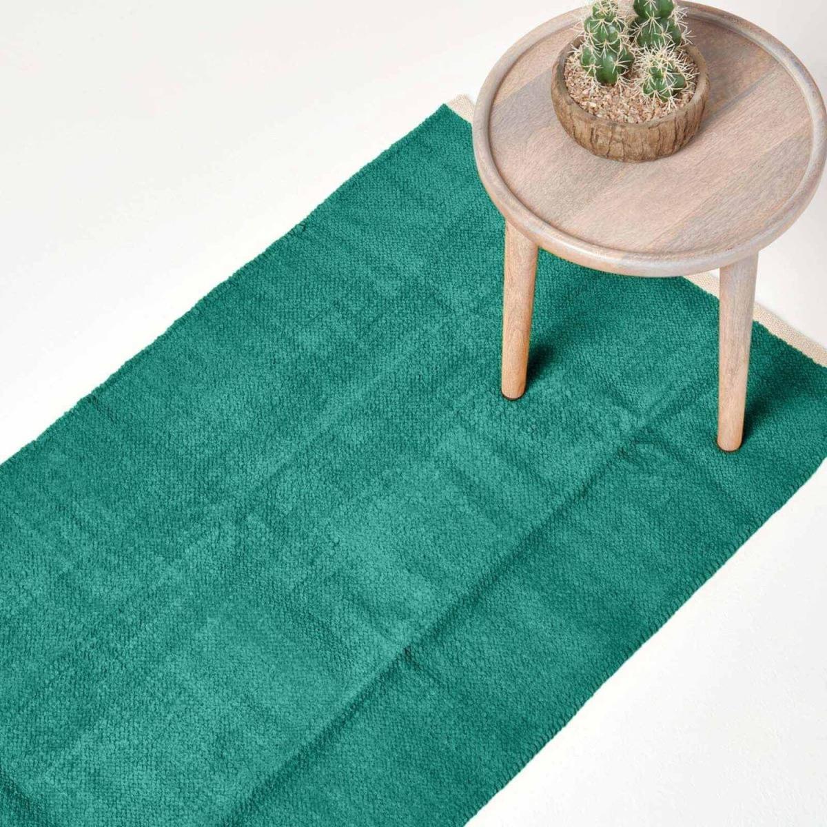Plain Chenille Rug with Natural Trim - Teal Green / 170cm – image 2