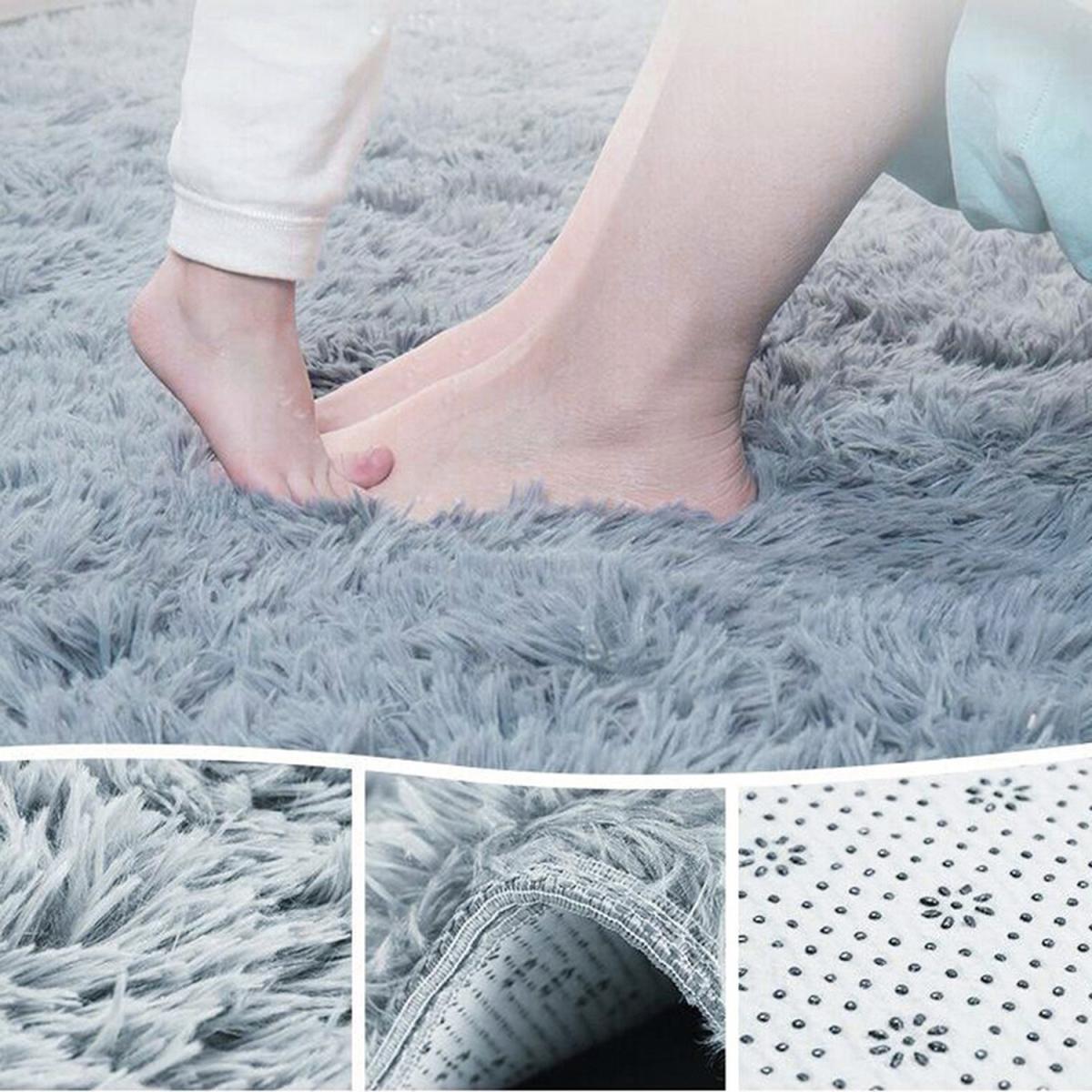 Fluffy Plush Carpet Non-Slip Area Rug for Living Room - Grey / 160cm / 90cm – image 3