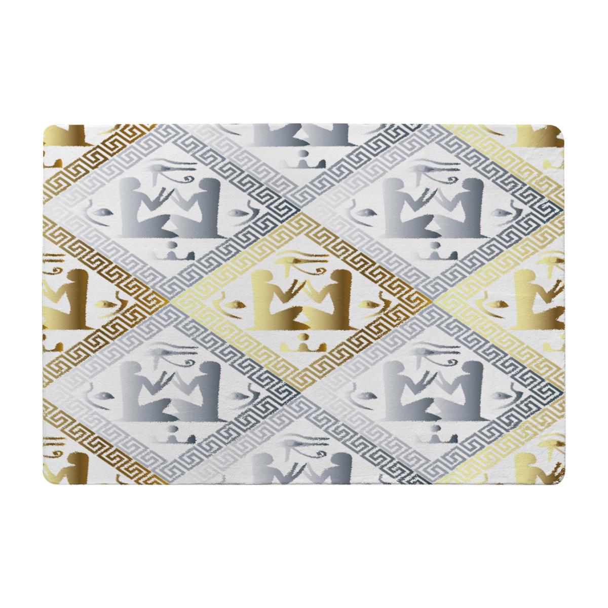 Egyptian Hieroglyphs In Gold Silver Rug - Gold / 110cm – image 1