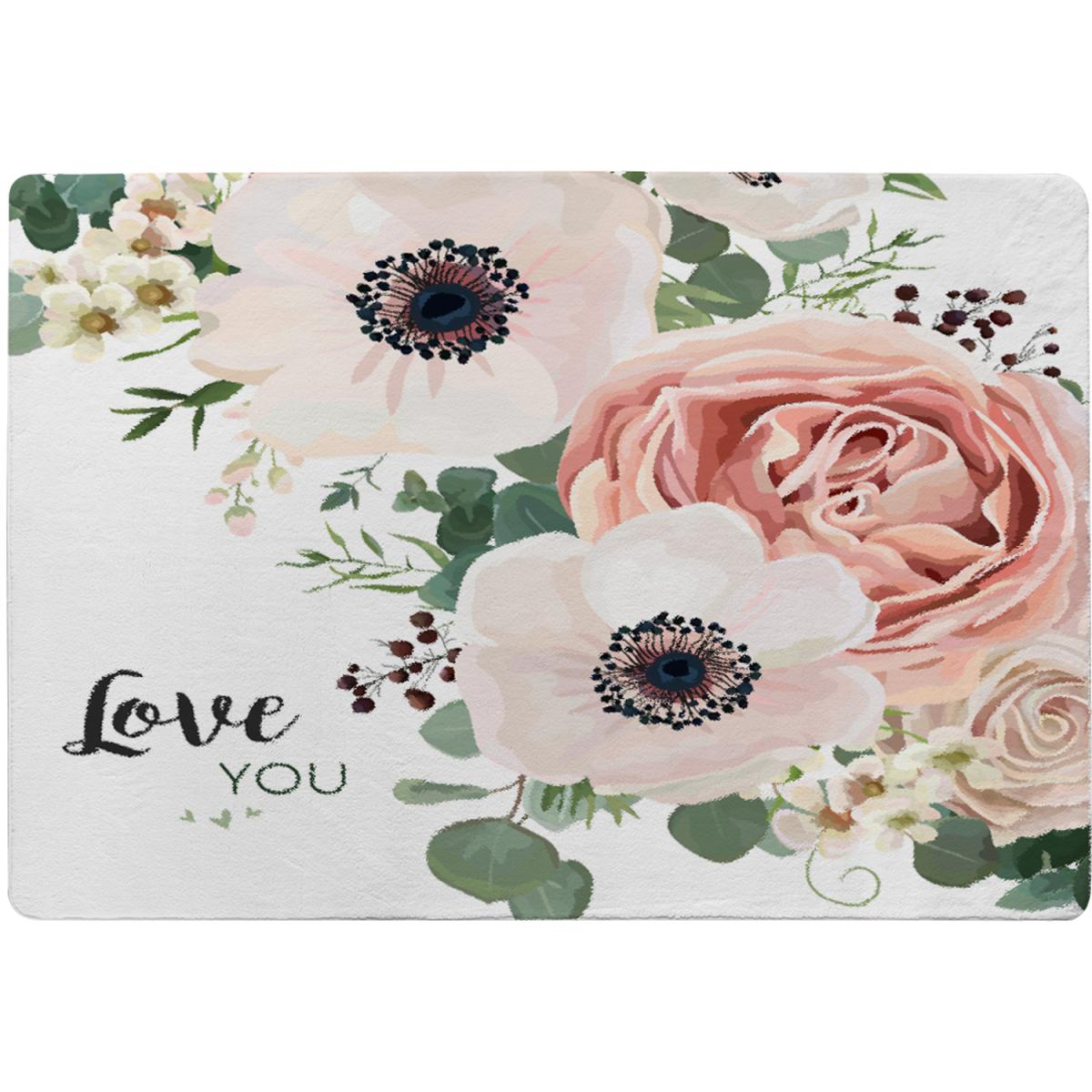 Garden Flower, Pink Peach Rose, White Anemone Designer Rug - Pink / 110cm – image 2