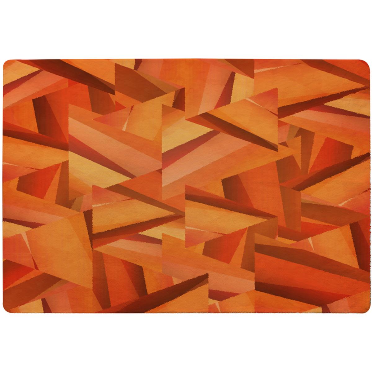 Autumn Coloured Geometric Triangle Patterns Rug - Orange / 150cm – image 2