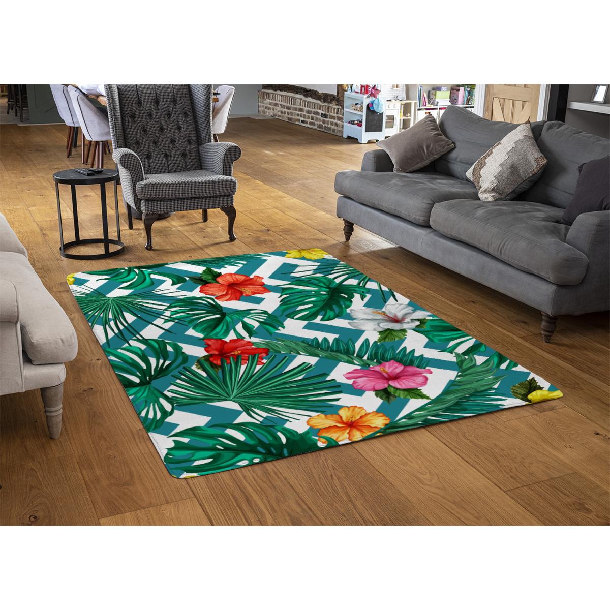 Tropical Leaves Geometrics Rug - Green / 110cm – image 2