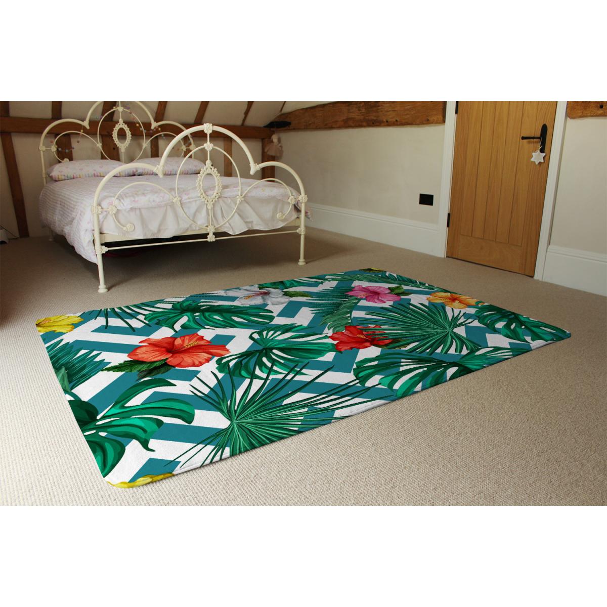 Tropical Leaves Geometrics Rug - Green / 110cm – image 3