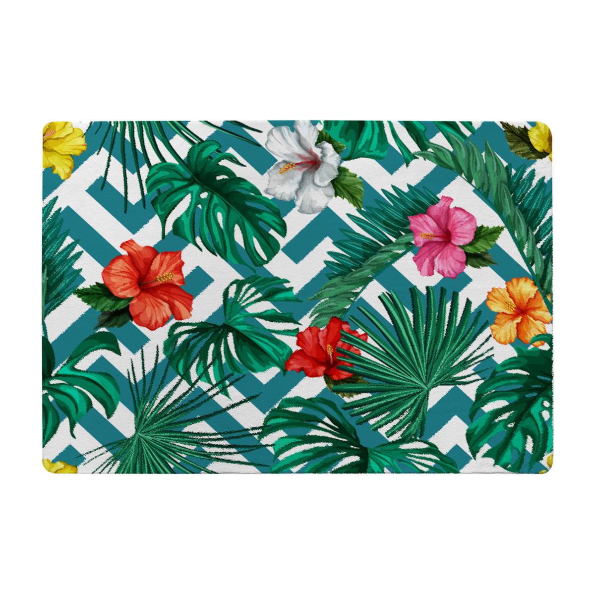 Tropical Leaves Geometrics Rug - Green / 110cm – image 1