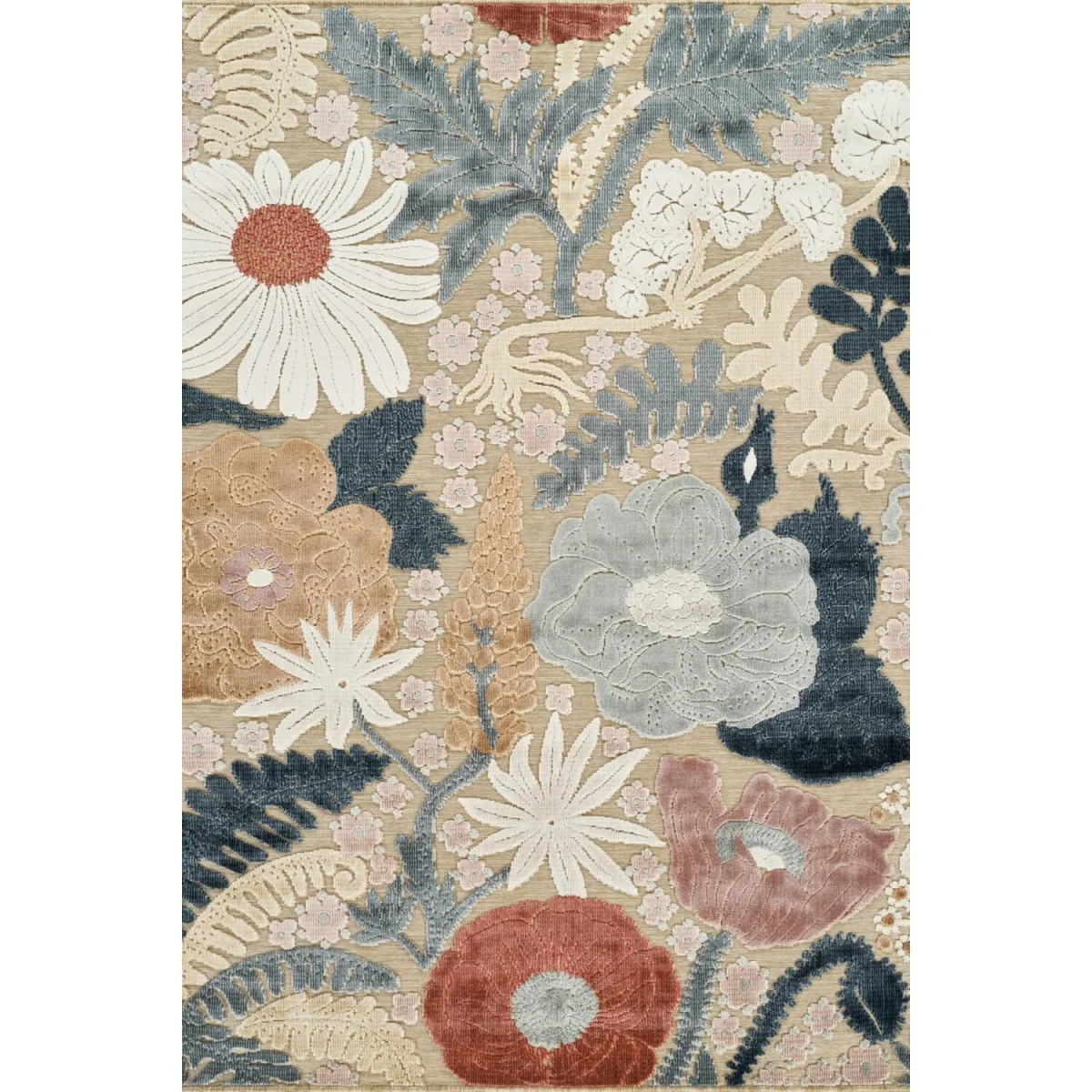 Gardenia Orchid Indoor Outdoor Low Pile Area Rug Floral Design - Beige / 290cm – image 4