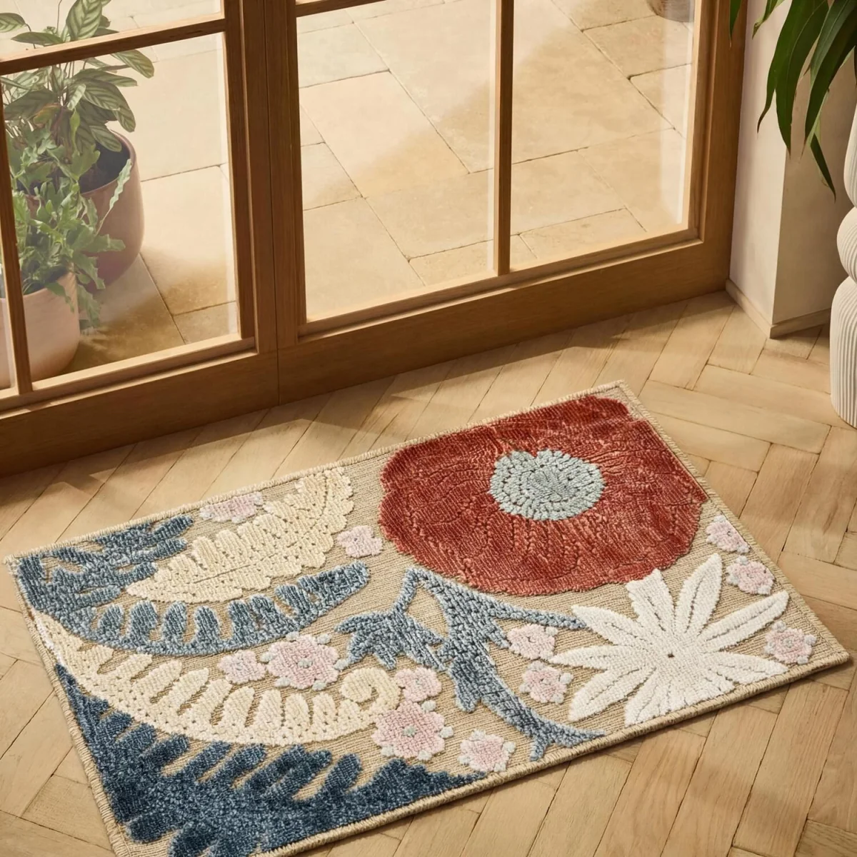 Gardenia Orchid Indoor Outdoor Low Pile Area Rug Floral Design - Beige / 290cm – image 8