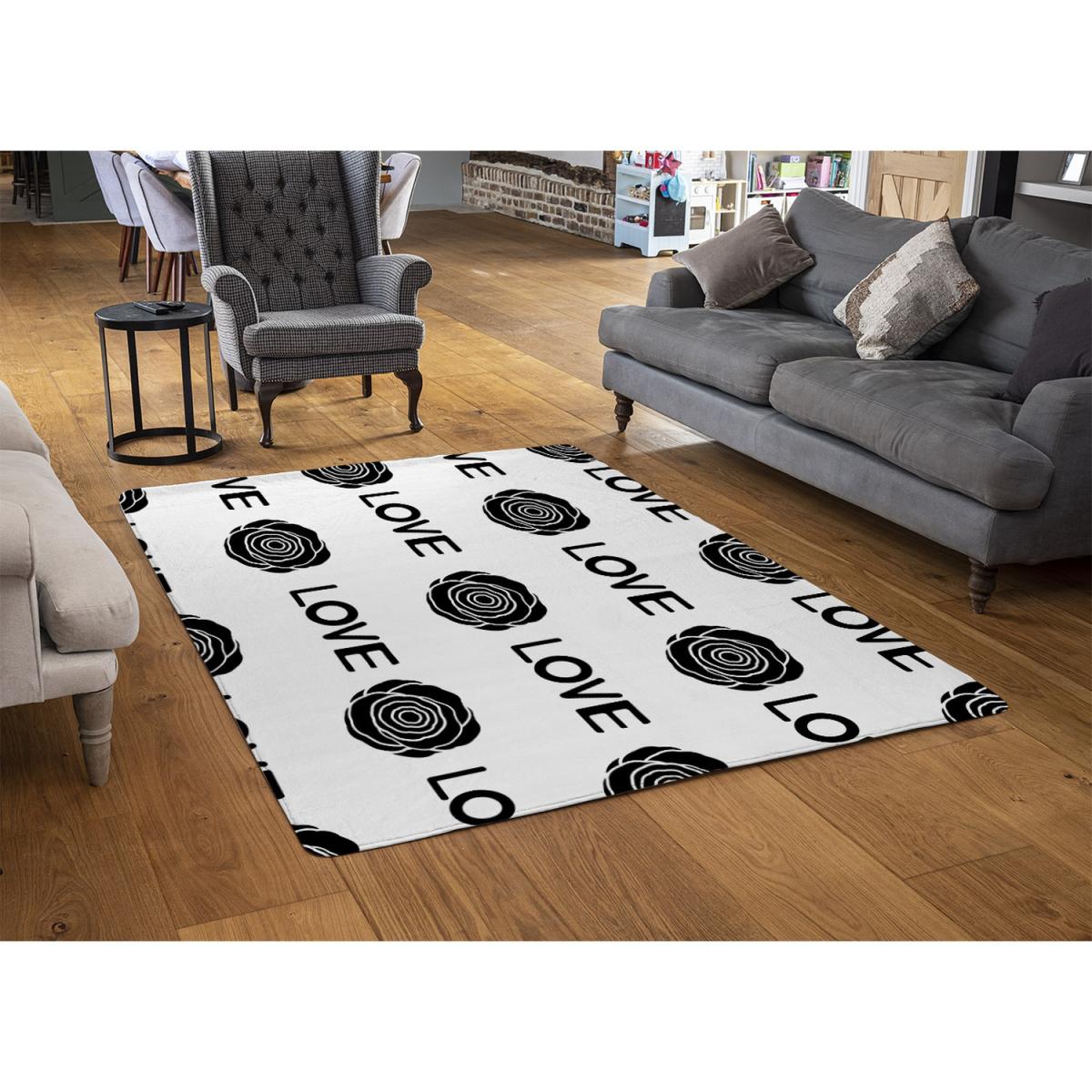 Rose  Love Print Rug - Black / 110cm – image 2