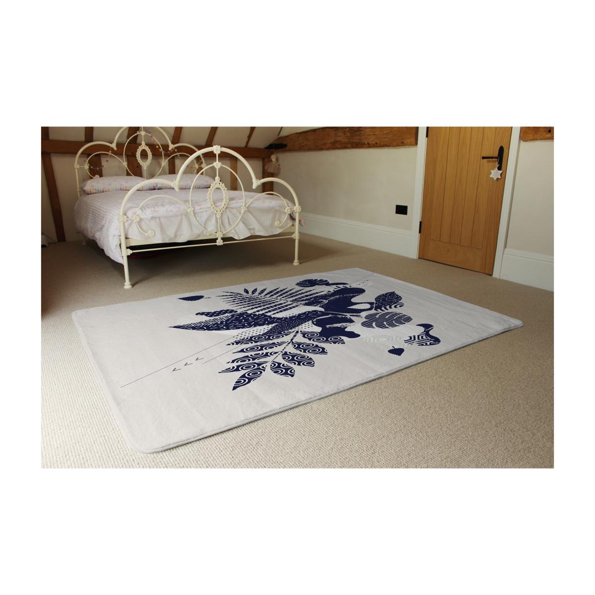 Decorative Leaf Prints Rug - Blue / 230cm – image 1
