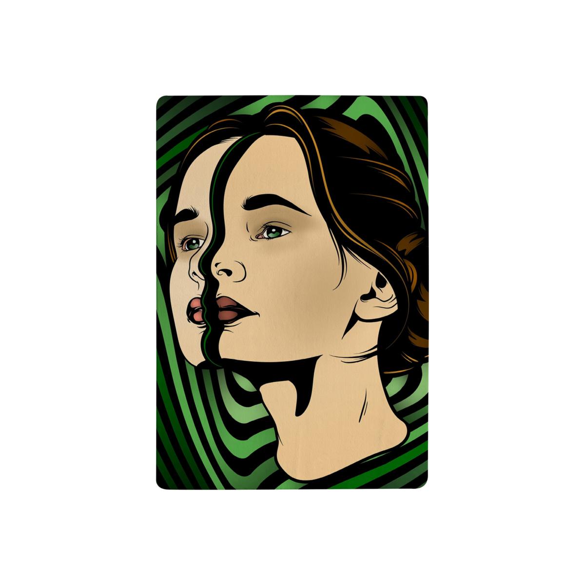 Portrait Of Woman Designer Rug - Green / 150cm – image 1