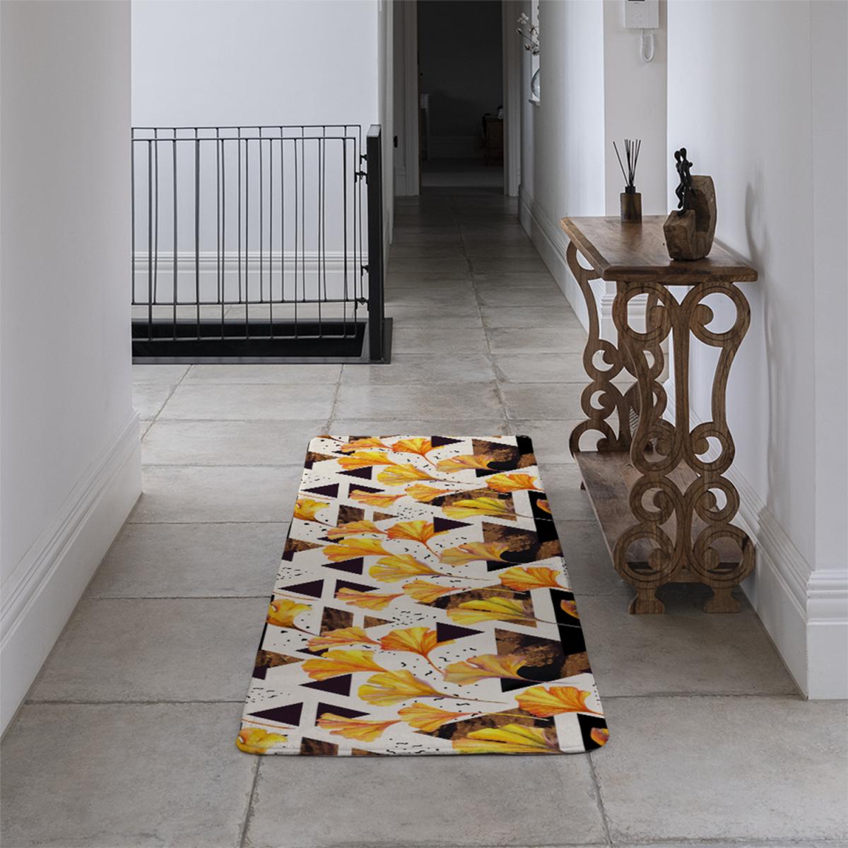 Orangle Flowers And Triangles Runner Rug - Orange – image 4
