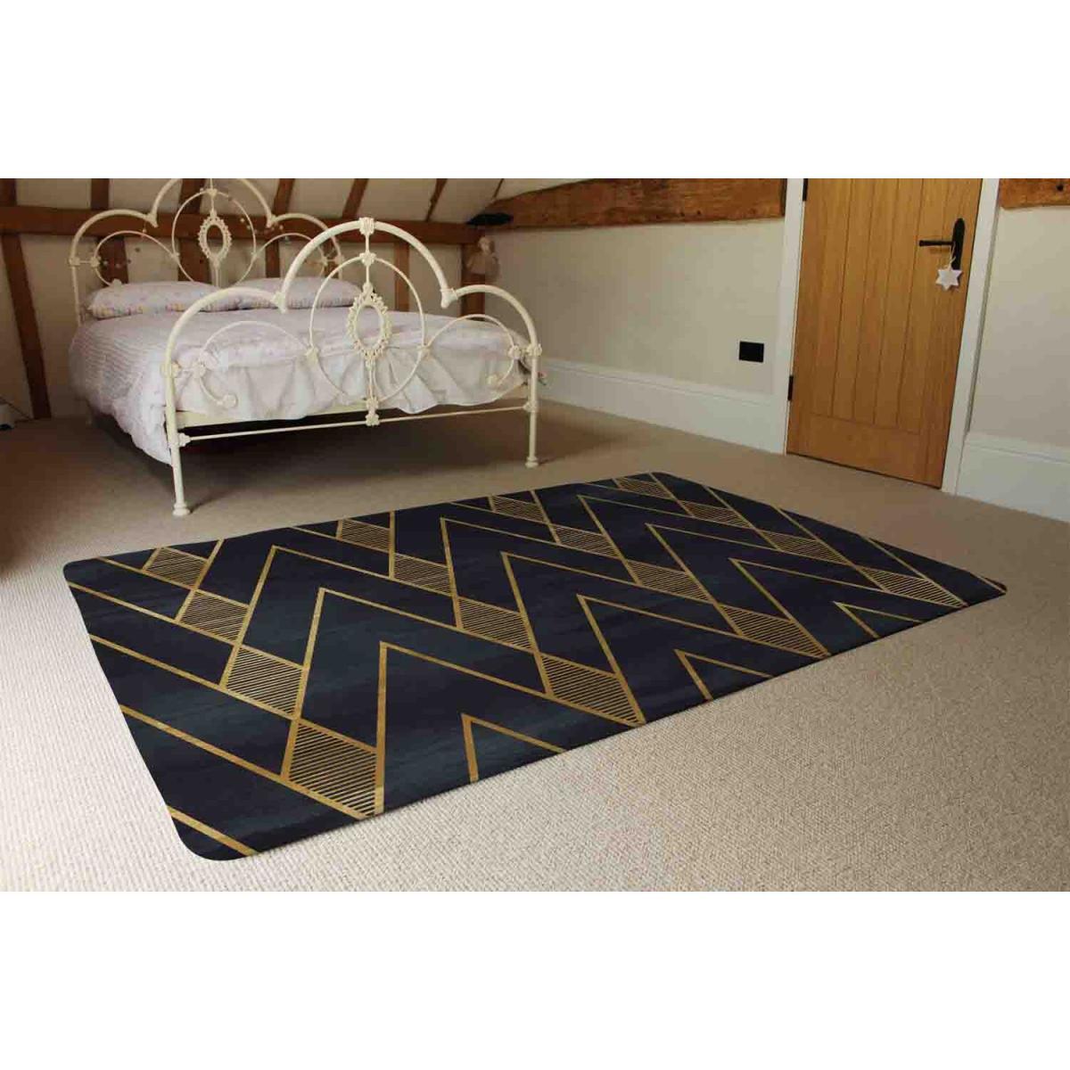 Gold Geometreic Lines Rug - Gold / 110cm – image 3