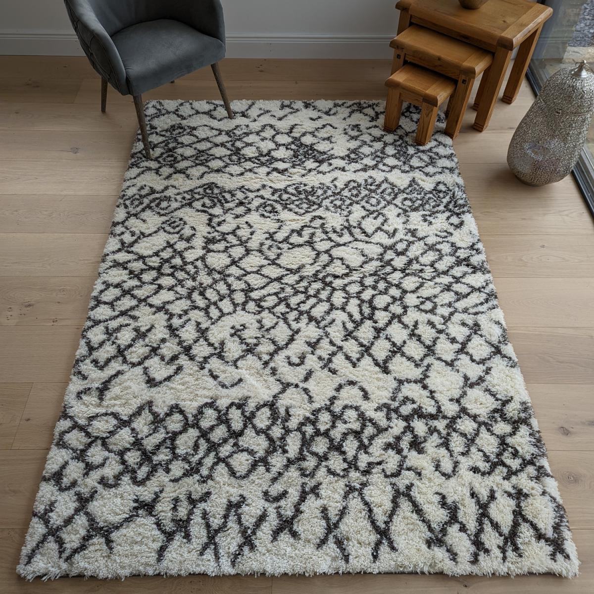 Ivory Scandi Shaggy Living Room Rugs - Ivory / 170cm – image 3