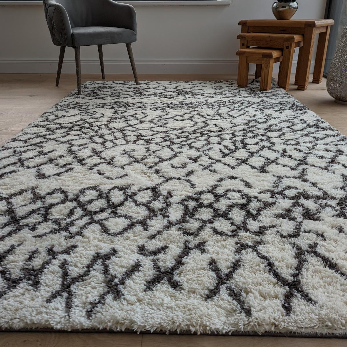 Ivory Scandi Shaggy Living Room Rugs - Ivory / 170cm – image 4