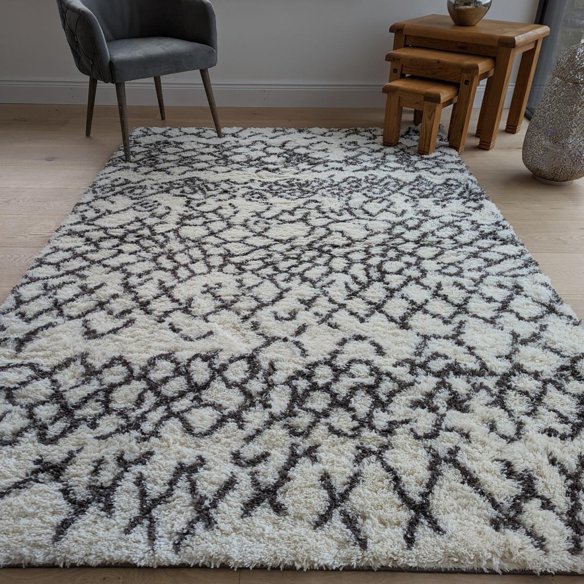 Ivory Scandi Shaggy Living Room Rugs - Ivory / 170cm – image 5